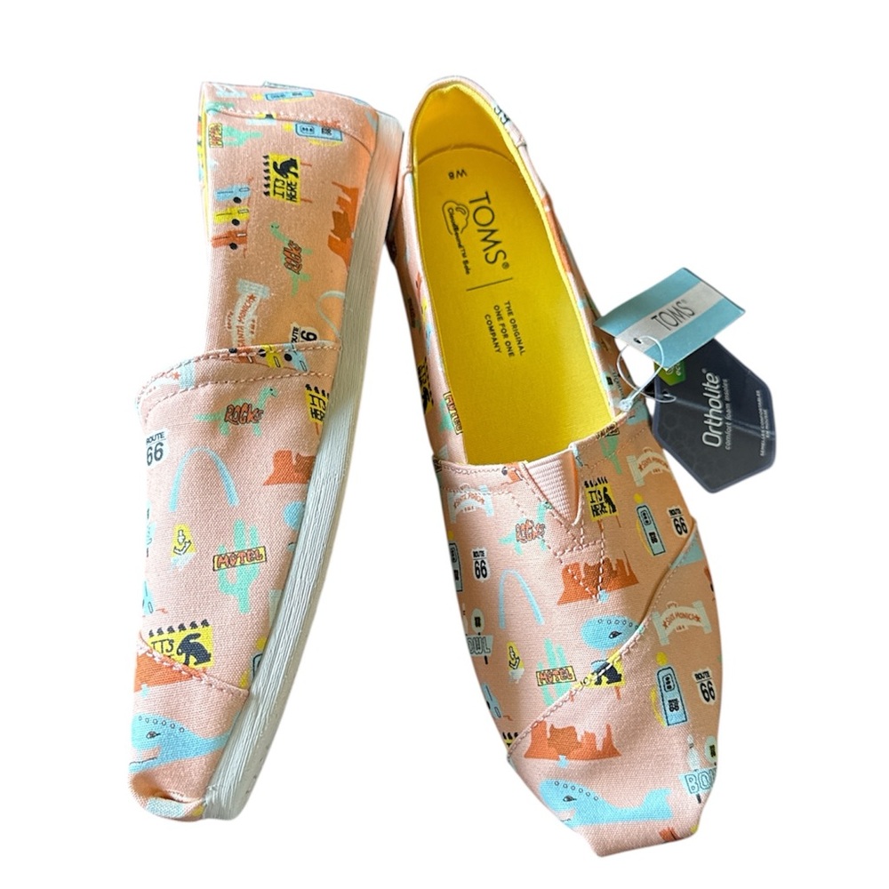 TOMS Women’s Alpargata Dusty Pink Route 66 print Moccasins NEW size 8M